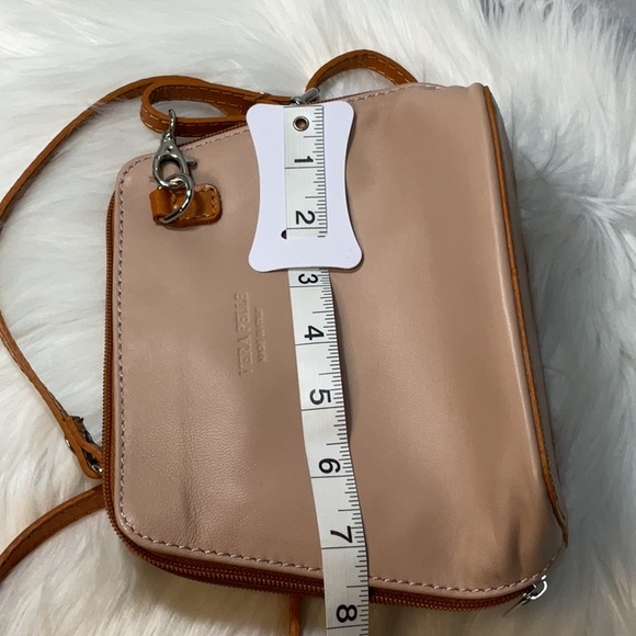Vera Pelle Brand Italian Leather Zip Around CrossBody Bag Peach. Handmade Italy - Picture 9 of 10